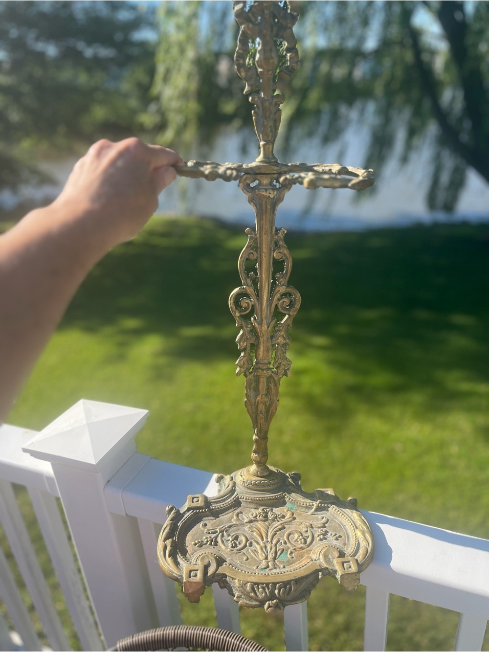 Vintage or Antique Ornate Brass Decorative Stand ONLY Antique-Style Gold Accent